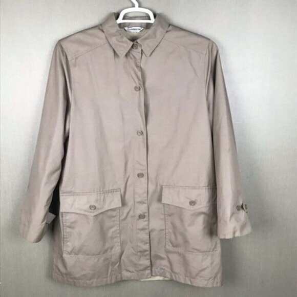 London Fog Womens Beige Button-Up Coat With Removable Sherpa Lining Size 14 Weat - Picture 1 of 6